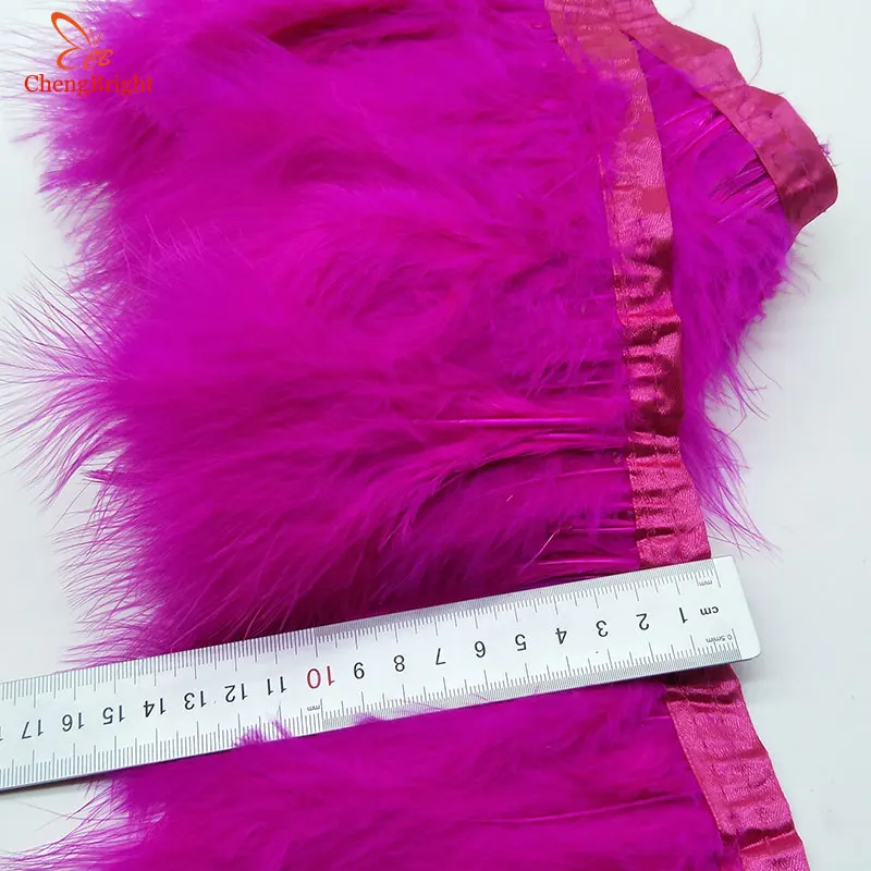 

ChengBright New 1Yards Turkey Feathers Trim Cloth Sideband Chicken Pheasant Feather Trims Clothing Wedding Feather Ribbon D