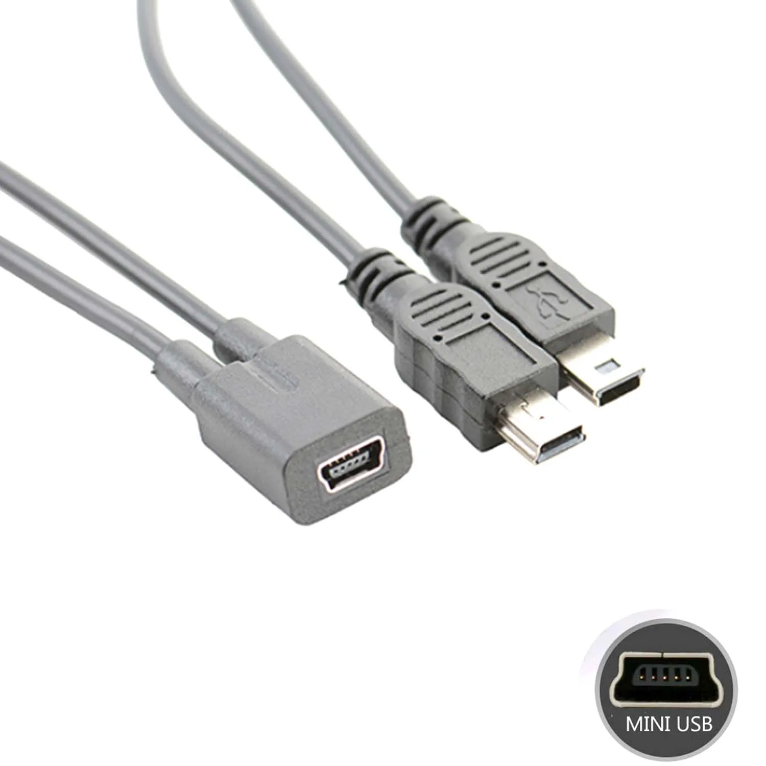 Кабель удлинитель для зарядного устройства Mini USB мама двух устройств gps|Кабели