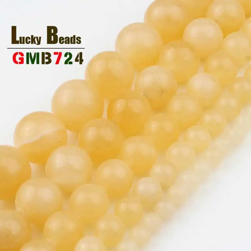 

Natural Yellow Jades Beads Smooth Round Loose Stone Beads For Jewelry Making DIY Bracelet Necklace 15'' Pick Size 4/6/8/10/12mm