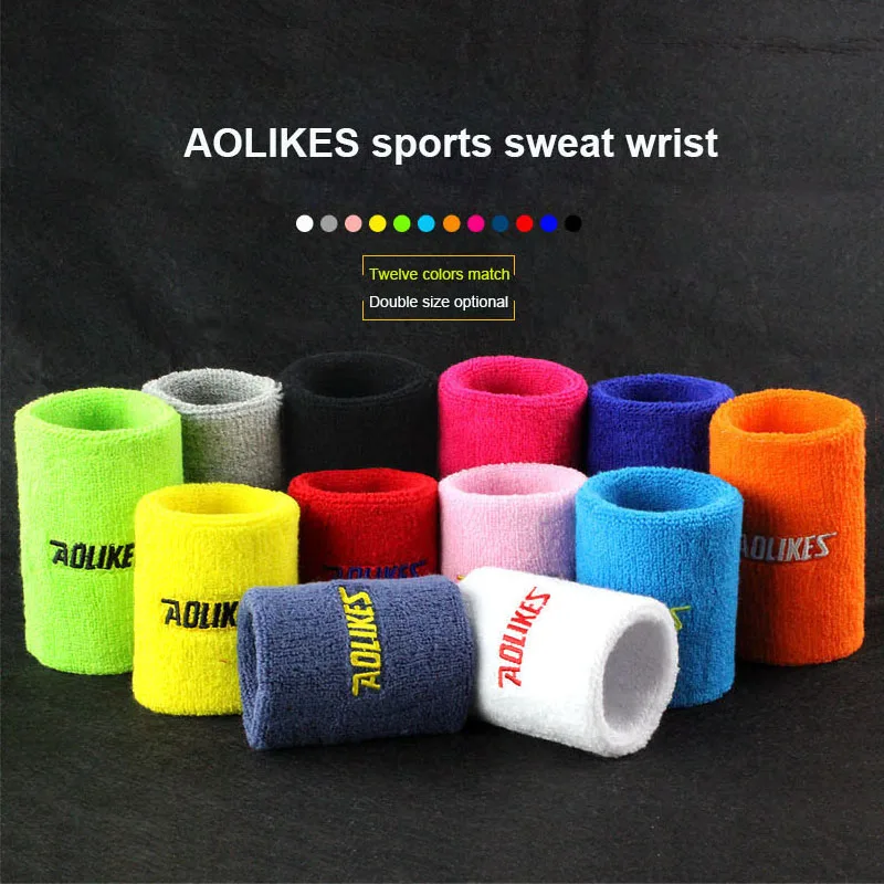AOLIKES 1 قطع تنس عقال الرياضة في الهواء الطلق القطن امتصاص العرق تنس المعصم يمسح العرق منشفة عرق الرياضة المعصم 12 ألوان