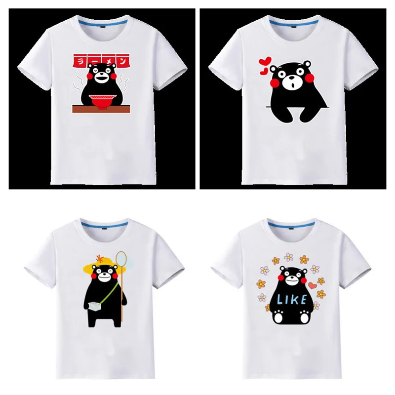Kawaii Kumamon принт Для женщин топ милые с короткими рукавами футболка круглым вырезом