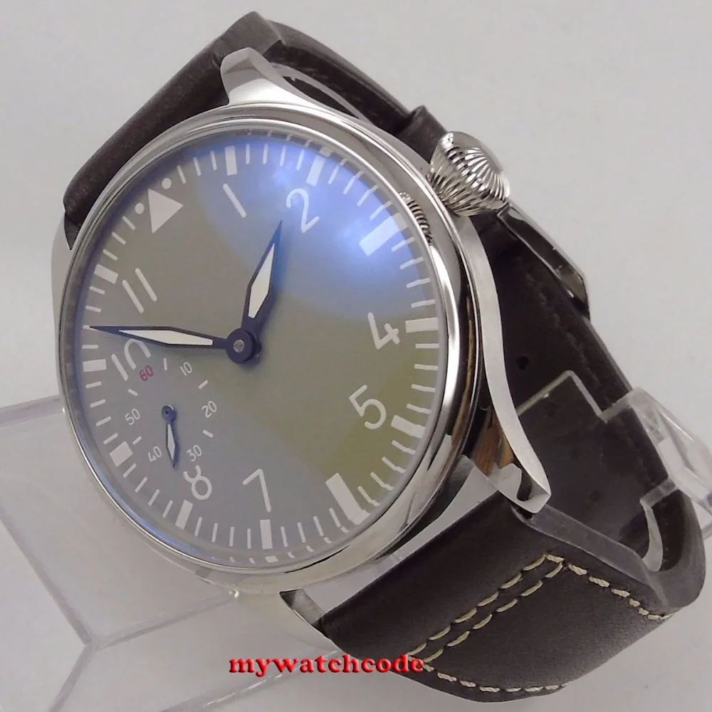 Мужские часы с серым циферблатом orologio PARNIS 44 мм механические повседневные кожаные