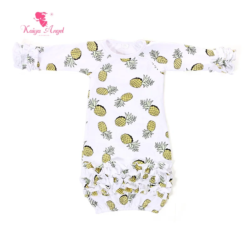 Kaiya Angel 1 новорожденных девочек из трех предметов ночная рубашка с цветочным рисунком клубника, ананас радужной расцветки для девочек пижама костюм для маленьких мальчиков, пижама, одежда