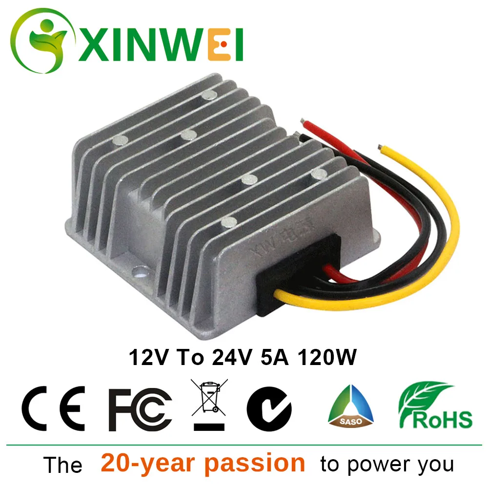 

XINWEI 12V TO 24V 5A 120W Step Up Boost Module Converter Boost DC Voltage Stabilizer Fit Automobile Fan Radio And More