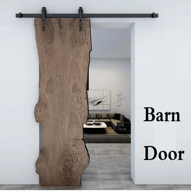 Sliding Barn Door Hardware Kit Top Mounted Hanger Track Black Steel Sliding Barn Door Hardware Kit Top Mounted Hanger Track Black Steel Closet Roller Rail For