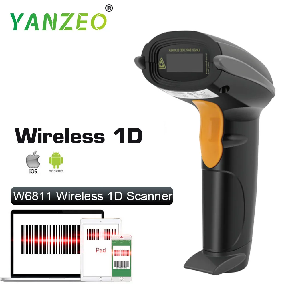 Беспроводной USB считыватель штрих кода Yanzeo 1D/2D QR PDF417 Ручной Bluetooth сканер для IOS Android
