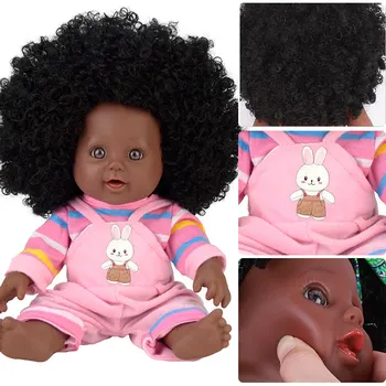

afro bunny ! doll reborn toys pop 30cm real baby doll reborn alive poupee vinyl silicone dolls for girls African toddler