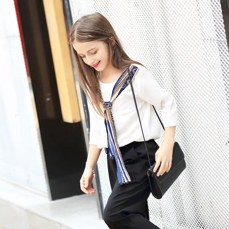 

Chiffon T Shirt for Teen Girls Half Sleeves School Girls Clothes Loose Style Teenage Clothing for Age8 9 10 11 12 13 14Years Old