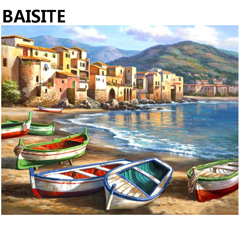 

BAISITE DIY Oil Painting By Numbers Frameless Pictures On Canvas Modern Wall Pictures Art For Living Room Home Decoration E725