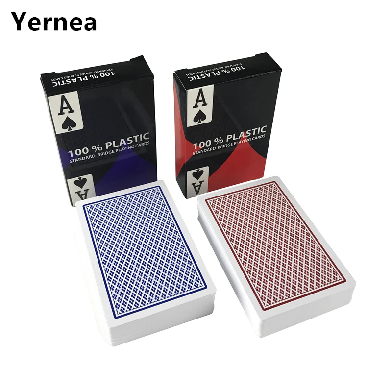 

Yernea New 2 sets / Lot 2 Colors Of Red And Blue PVC Poker Cards Waterproof Entertainment baccarat Texas Hold'em Poker Game