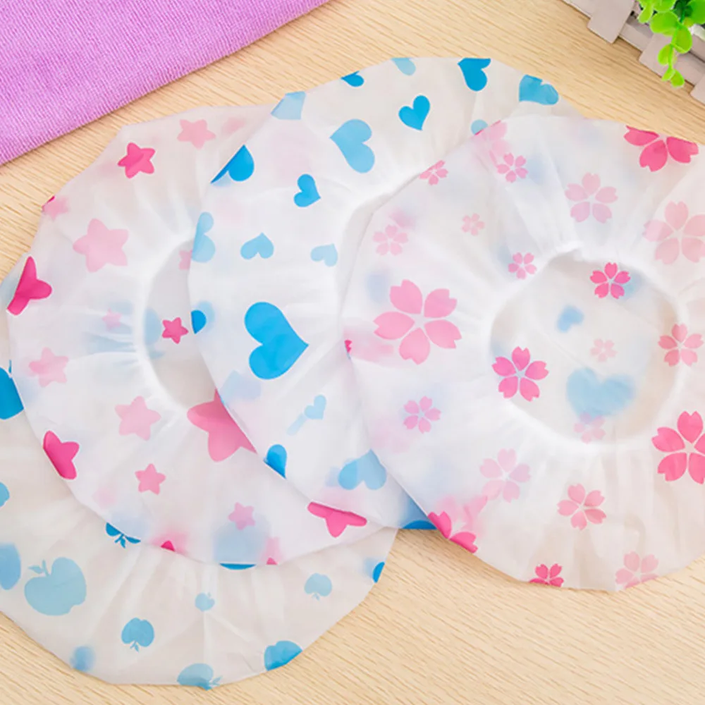 Bathroom Hat Bath Cap Plastic Waterproof Elastic Headband Shower Caps Hats Cleaning Bathing