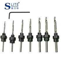 Slite 22PC Wood Screw Sharpening Knives Lapping Machine 7 Sets Of Woodworking Drill Bit Taper Hole Drilling Wooden Box  