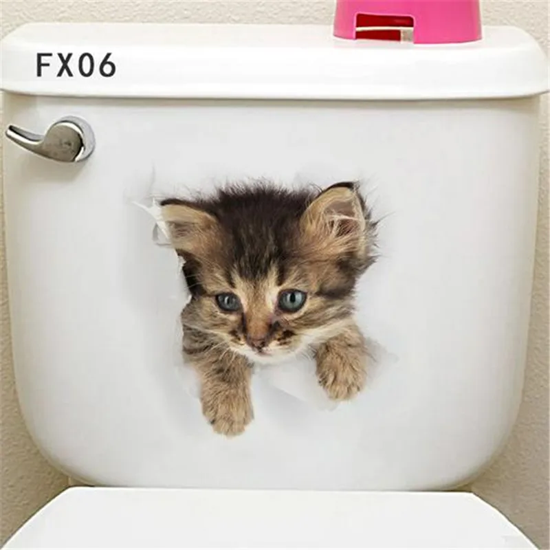 25*16,5 см яркие настенные наклейки для туалета с 3D мультяшными милыми животными настенные наклейки с рисунком украшения для дома