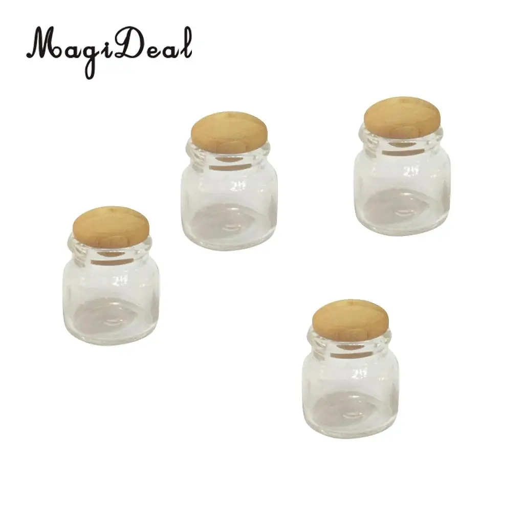 MagiDeal 4Pcs/Pack 1:12 Scale Dollhouse Miniature Candy Bar Food Jar for Dolls House Bedroom Living Room Kitchen Decoration 