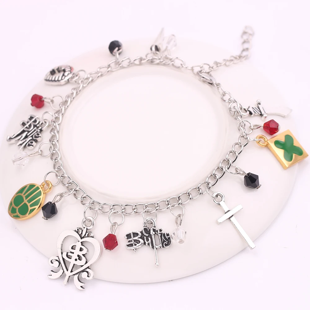 

Buffy the Vampire Slayer Charms Bracelets Handmade Hilt Cross Crystal Bracelet Vintage Style Accessory Gift for Women