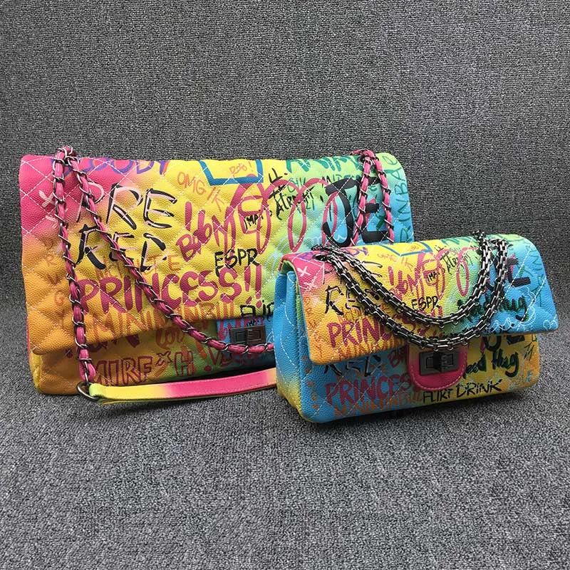  Colorful Rainbow Bag for Women 2019 Large Luxury Handbags Women Bags Designer Big Travel Shoulder B - 33020132327