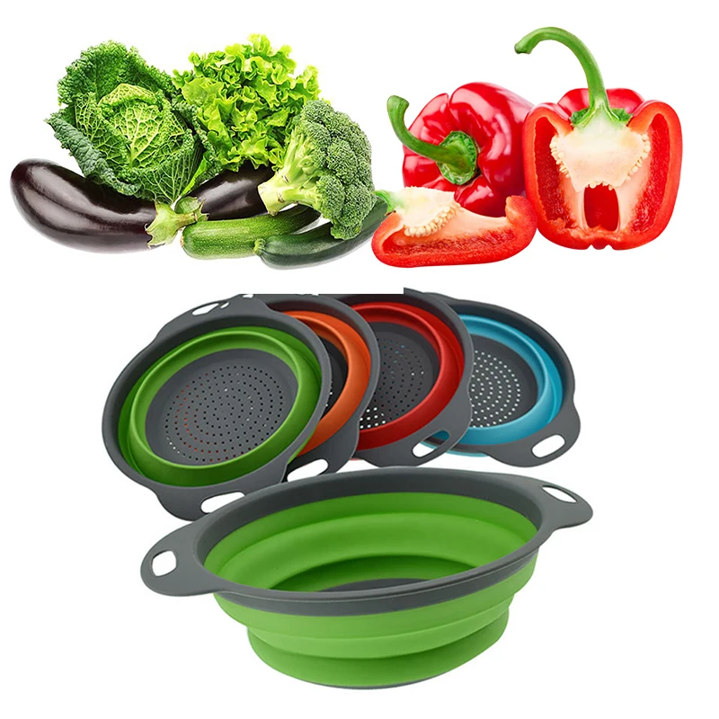 

Kitchen Draining Basket Collapsible Colander Vegetable Washing Basket Strainer Storage Basket Doldable Food Container