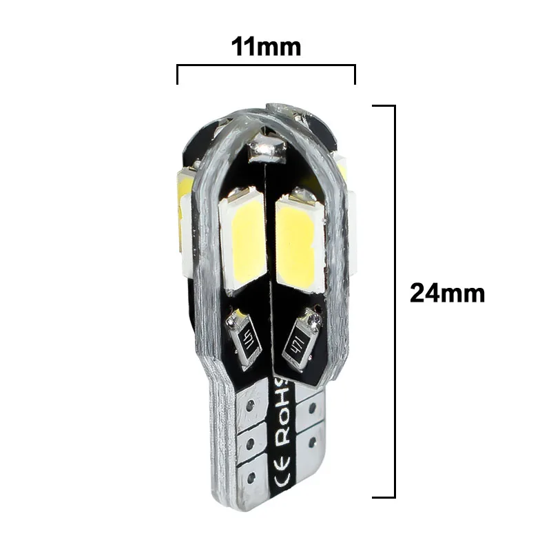 100 шт. Автомобильные светодиодные лампы T10 8 светодиосветодиодный 5630 SMD W5W 8SMD