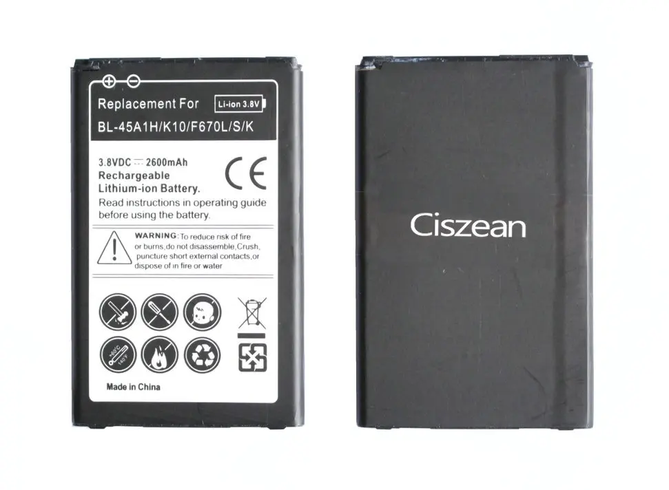 Запасной литий ионный аккумулятор Ciszean 2600 мАч BL 45A1H/BL45A1H для LG K10 F670L F670K F670S F670 K420N LTE
