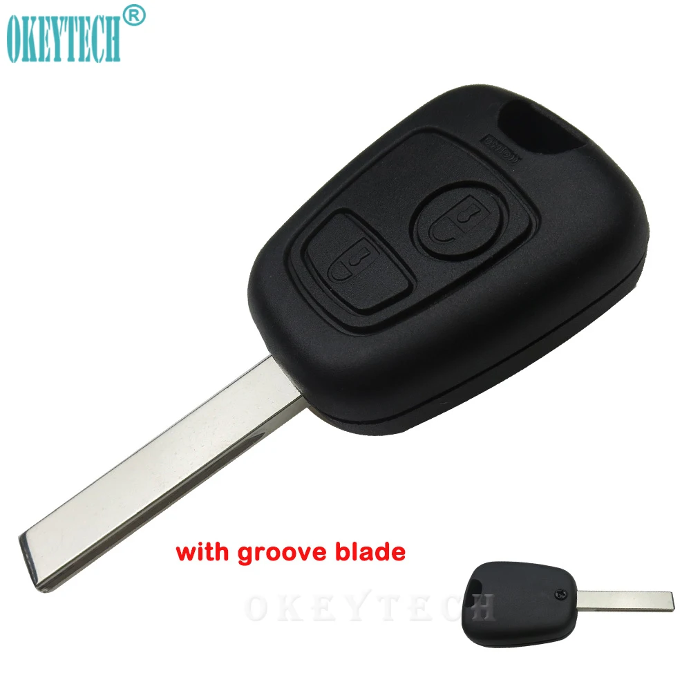 

OkeyTech Replacement Remote Key Shell for Peugeot 407 D05 Auto Car Key Blank Cover Fob Case with Groove Uncut Blade 2 Buttons