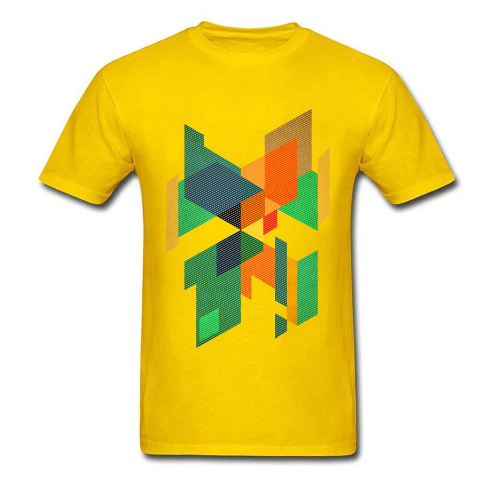 Dominant Men's Tops Tees Abstract Geometric Colors Composition Cool T Shirt Pure Cotton Short Sleeve Group T Shirt Crewneck Abstract Geometric Colors Composition yellow