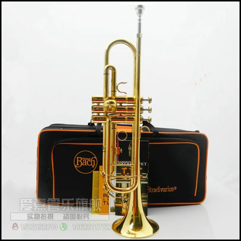 

Factory Outlet Bach Stradivarius Professional Bb Trumpet LT180S-43 Gold Lacquer Instrumentos Musicales Profesionales Mouthpiece