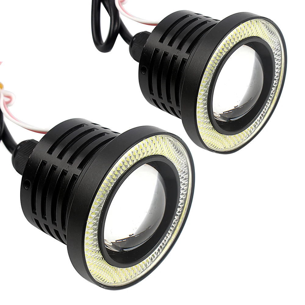 

Daytime Running Lights Car Accessories Car-styling Universal Car Fog Lamps Angel Eyes Black 2PCs/lot LED COB Lights DRL