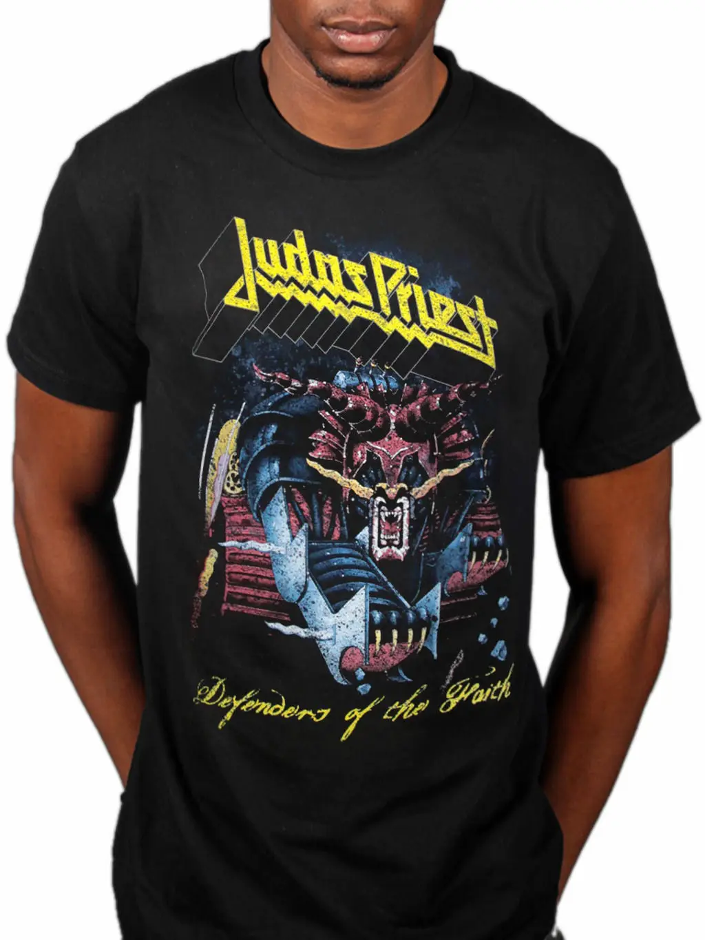 

Official Judas Priest Defender Of The Faith T-Shirt British Steel Demolition Fan Retro 100% Cotton Print Shirt Tee Punk Tops