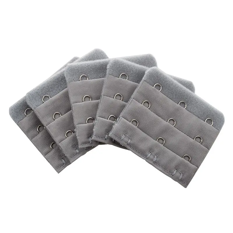 

Ladies 5 Pieces Hook eyelet Band Extension Bra Strap Gray