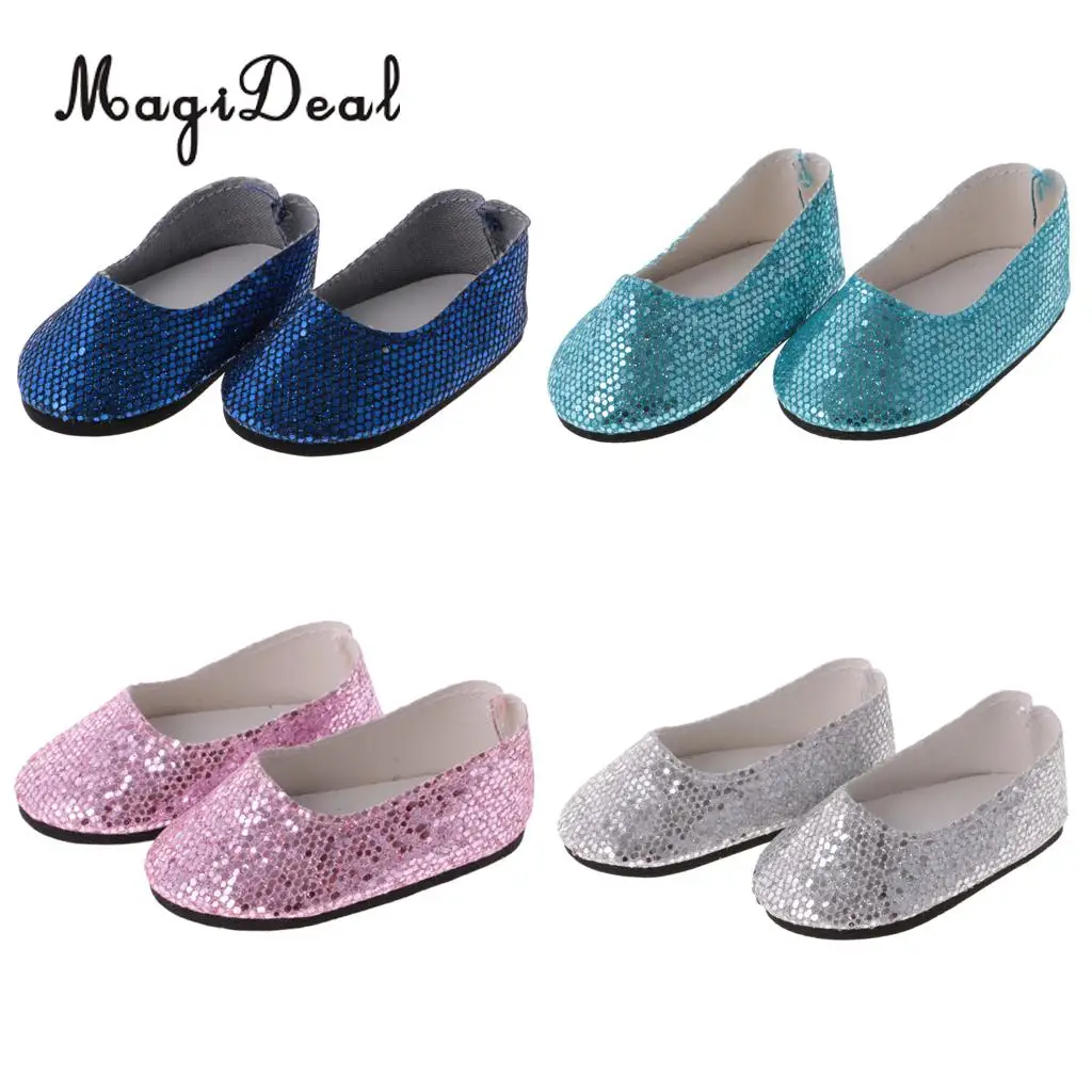 MagiDeal Bling Bling 4 Pairs Plastic Sequins Shoes for 14 Inch   Wellie Wisher Dolls Accessories