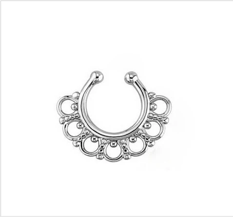

Punk Fake Piercing Clip On Nose Lip Hoop Ring Earrings Stud Hoop Septum Jewelry Fake Nose Rings Hoops For Body Piercing 6pcs