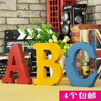 

Retro creative wooden 26 English letter ornaments home photography props decorations Decoration Crafts Figurines Miniatures