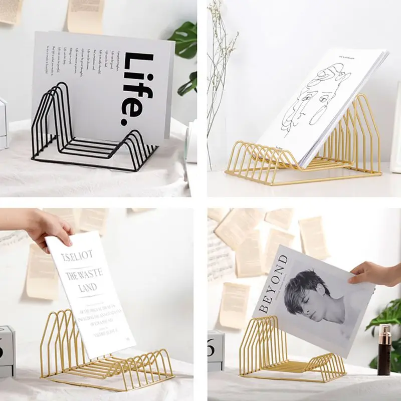 الحديد تنظيم رف ل الصحف الكتب المجلات تخزين المنزل مكتب سطح المكتب ملف المنظمون أسود/الذهب