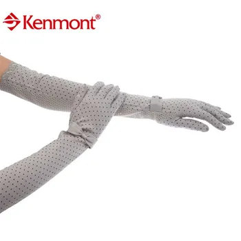 

New Kenmont Summer Women Lady Girl 100% Cotton Dot Design Sun Protection Long Driving Gloves 2972