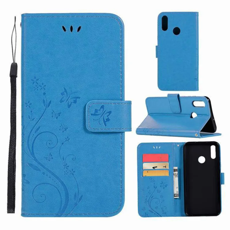 

For Huawei Honor 8x 10Lite Cover Bag Embossing Flower Butterfly PU Leather Flip Case Wallet for Huawei P Smart 2019 Phone Cover