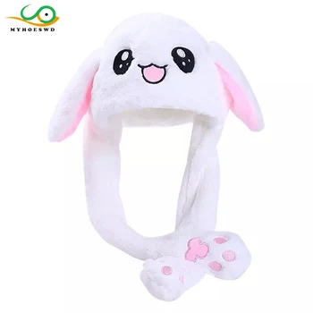 

MYHOESWD Lovely Moving Rabbit Ears Funny Hat Toy for Girls Cartoon Hats Adult Practical Jokes Children's Party Hat Birthday Gift