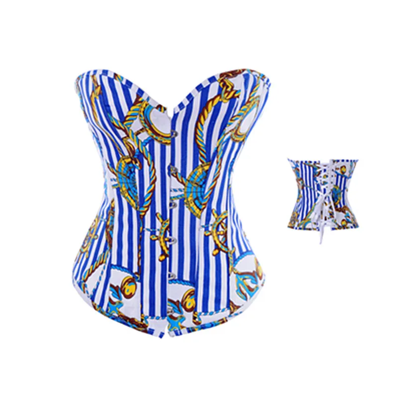 Вертикальный Женский корсет с эффектом пуш ап|blue bustier|striped corsetoverbust corset |