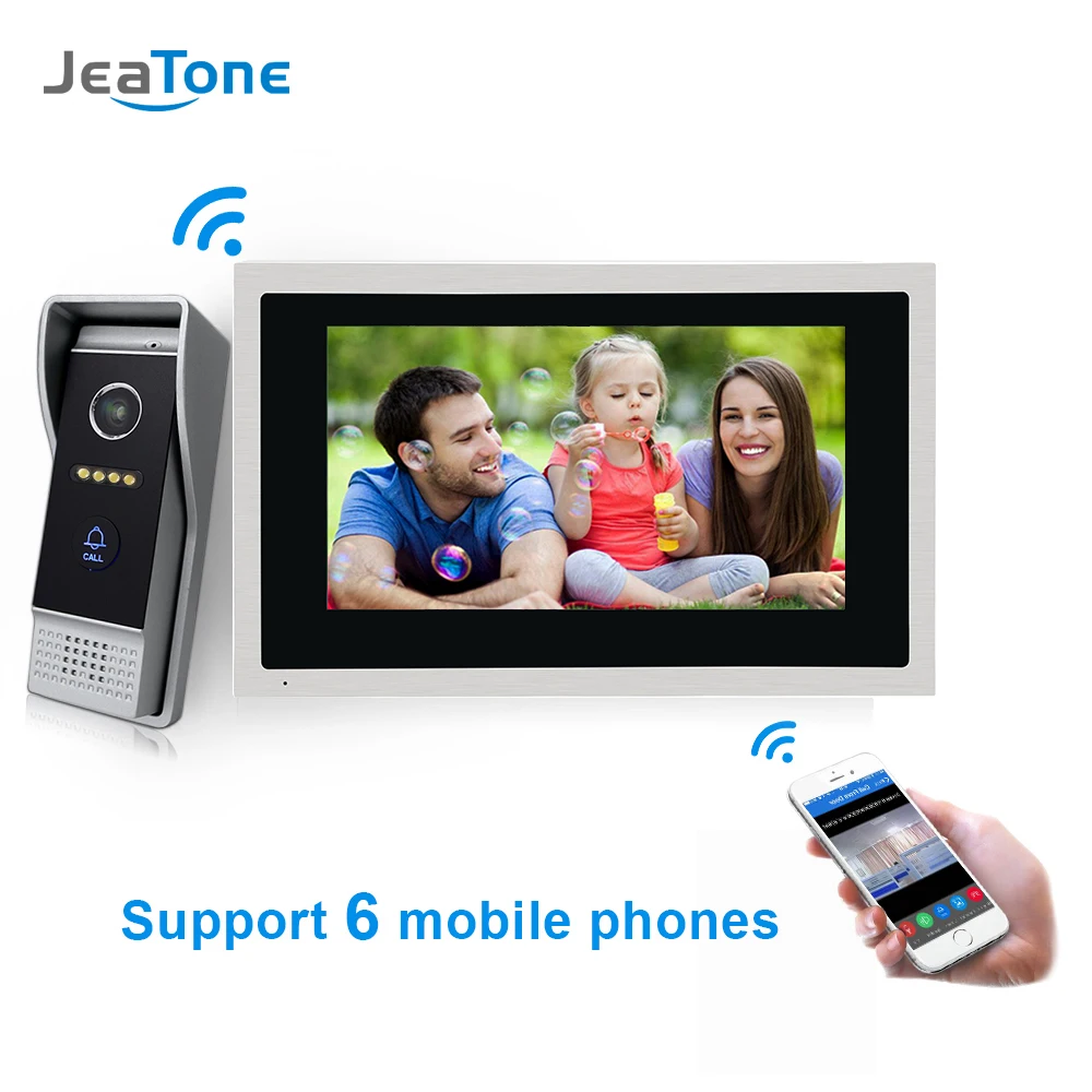 JeaTone 10 inch Touch Screen WIFI IP Video Door Phone Intercom System Villa Apartment Access Control System Motion Detection