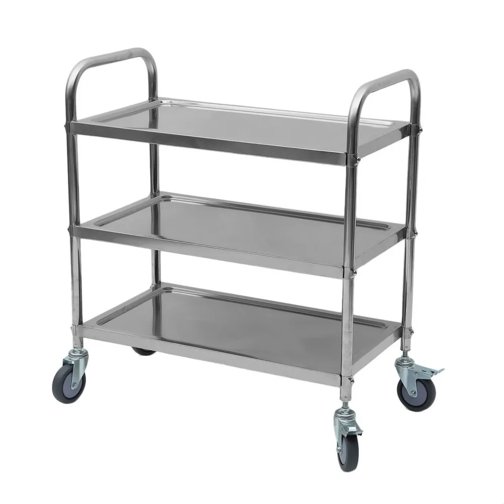 

Newest Stainless Steel Kitchen Trolley Universal 75x40x83.5CM Transport Trolley Space Saving Storage Rack Kitchen Storage Cart