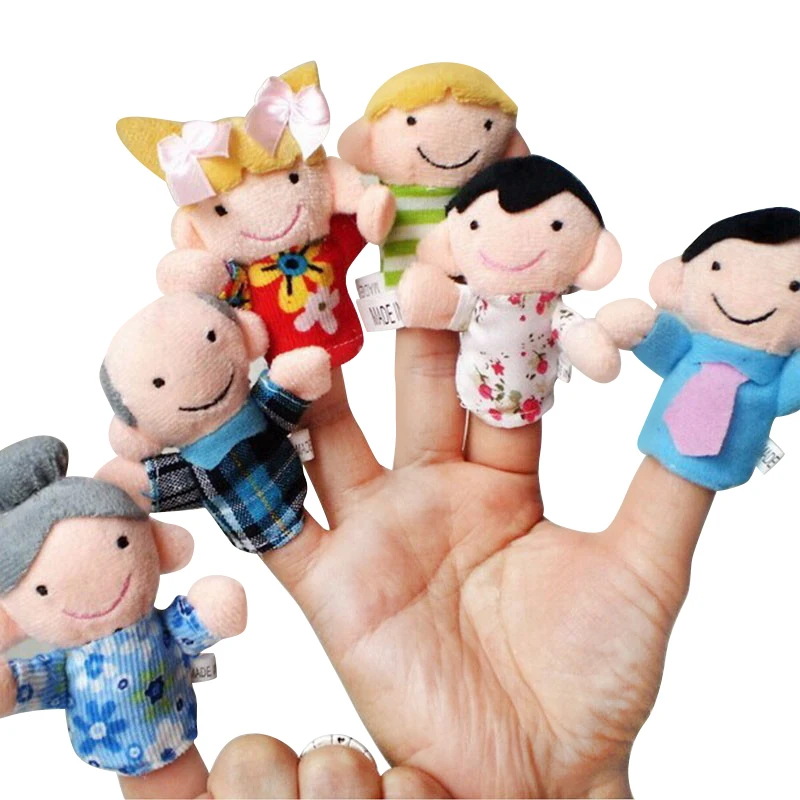 6PCS 1 Set Family Finger Puppets Cloth Doll Baby Educational Cartoon