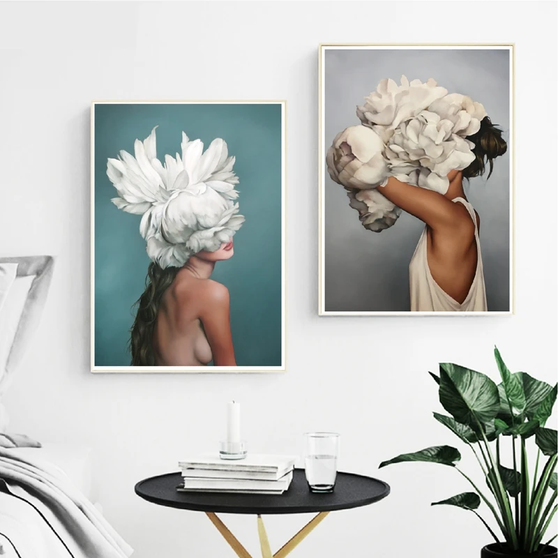 Feather Women Oil Art Prints