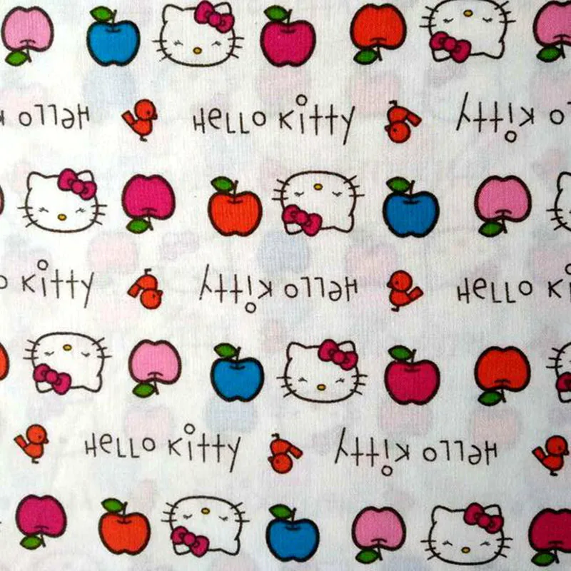 

New 110cm Wide Kitty Cat Fabric Cotton Fabric Cartoon Apple Kitty Cat Print Fabric Quilting Patchwork DIY Sewing Baby Clothing