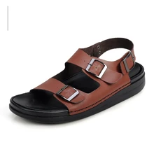 Красивая Мужская обувь; сандалии; большие размеры 28-77; черные и коричневые Вьетнамки; летняя пляжная одежда; кожаные шлепанцы; 2728