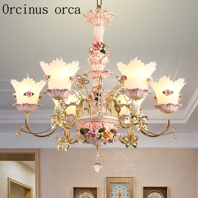 French Luxury Crystal Chandelier Living Room Bedroom Princess French Luxury Crystal Chandelier Living Room Bedroom Princess Children S European Pink Flower Ceramic