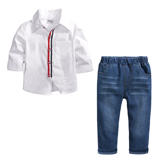 Baby Boy Clothes Long Sleeve Newborn Baby Sets Infant Clothing Gentleman Suit Pure white Shirt