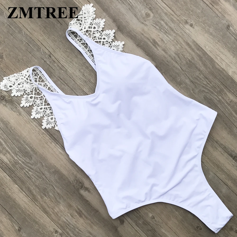 

ZMTREE One Piece Swimsuit Women Swimwear 2018 Summer New Bathing Suit Beach Wear Lace Maillot De Bain Backless Bodysuit XL