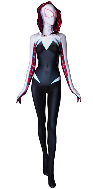 

Gwen Stacy Spider Man Costume Ghost Spider Cosplay Costume 3D Print Spandex Halloween Costume for woman Detachable Mask