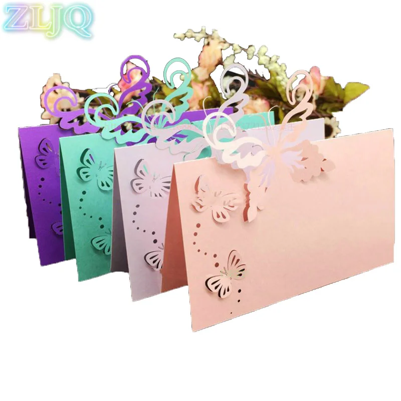 ZLJQ 100pcs Wedding Table Name Card Butterfly Invitation B Festival Party Decoration Supplies Navidad Decoracion 8D | Дом и сад