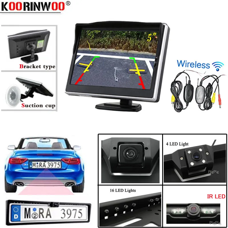 Автомобильная беспроводная ИК камера заднего вида Koorinwoo HD рамка для номерного