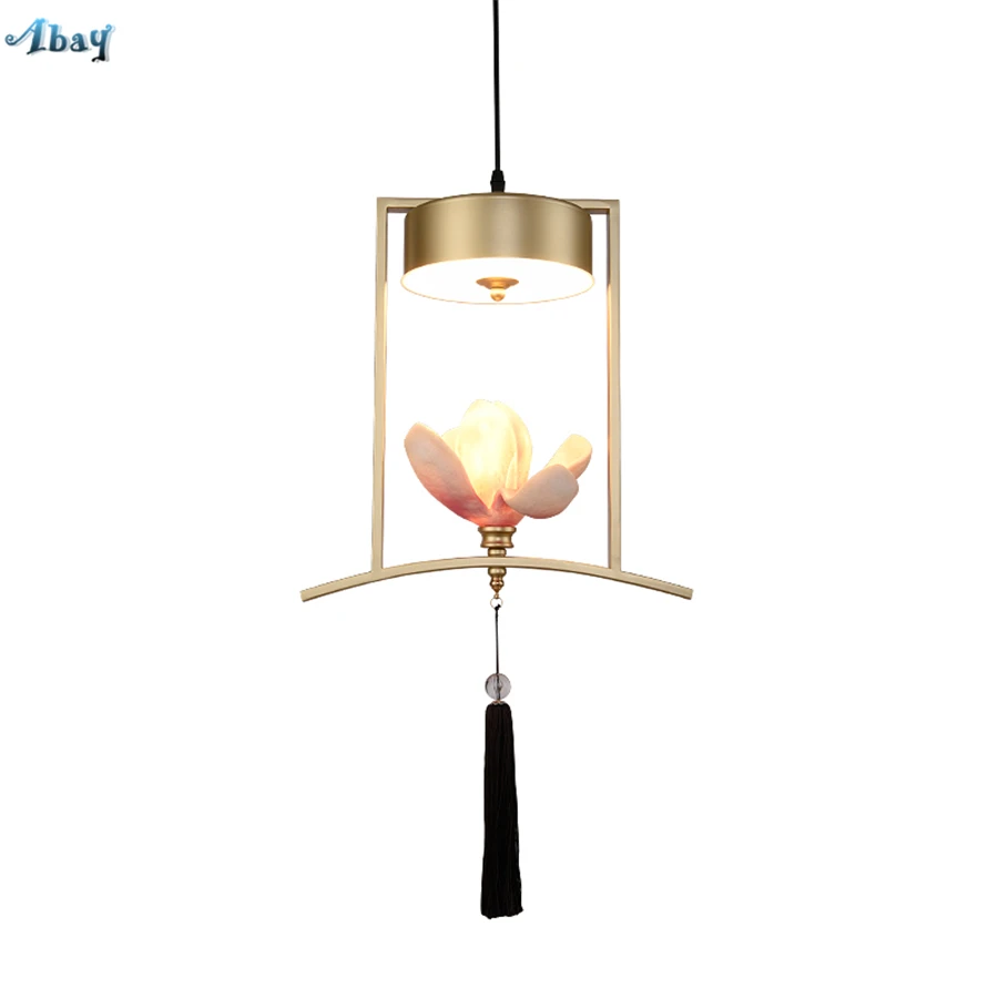 

Chinese Iron Art Pendant Lights Magnolia Shape for Restaurant Hall Living Room Teahouse Corridor Loft Lamp Lantern Loft Decor